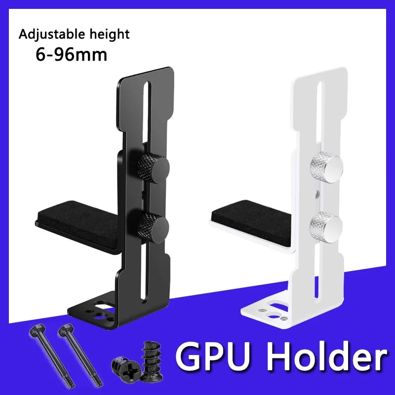 Adjustable GPU Support Bracket - Metal Graphics Card Holder with Fan Support Mount for PC Chassis