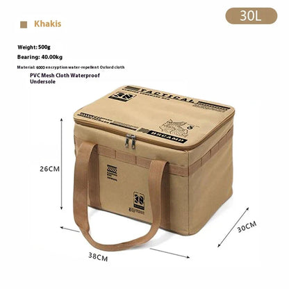 30-42L Waterproof Tactical Camping Storage Bag – Insulated Folding Organizer for Outdoor Gear, Picnic, and Field Equipment