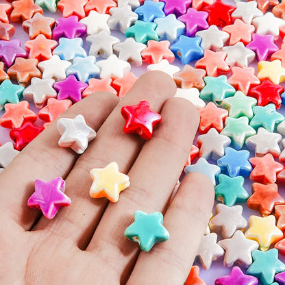 10/20/30PCS Colorful Ceramic Animal Beads – 2mm Hole Clownfish, Turtle, Star & Conch Shell for DIY Jewelry, Bracelets & Crafts