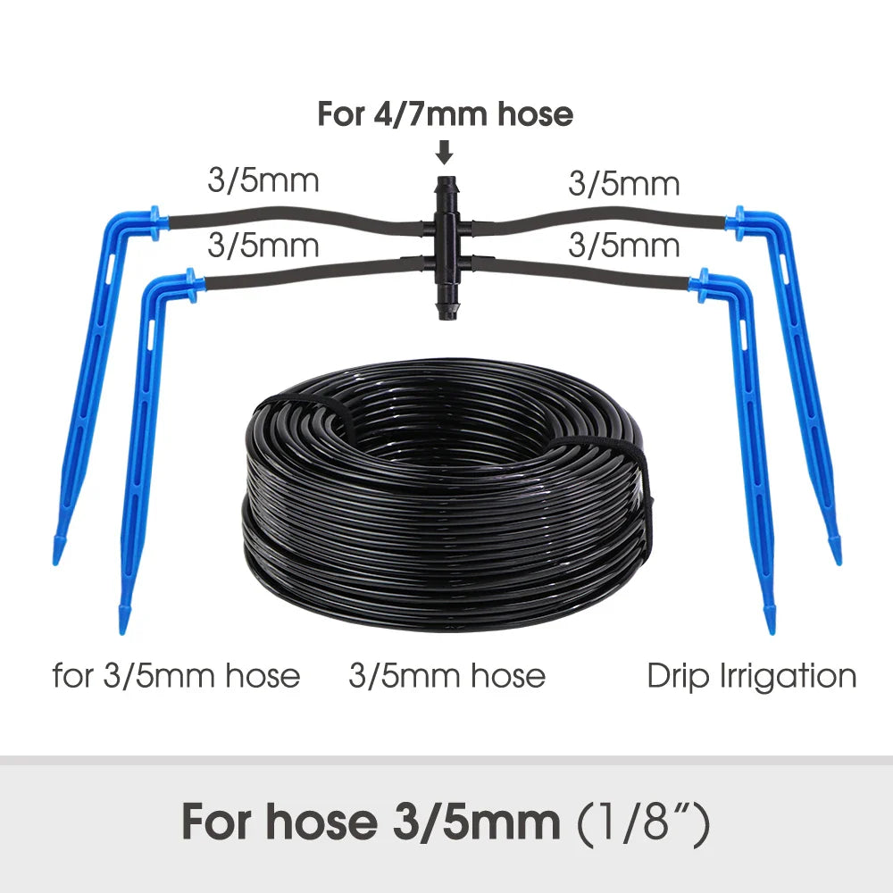 MUCIAKIE 4/2-Way Drip Irrigation System Kit – 100–10M 8L Watering Dripper Sprinkler for Potted Plants & Garden Use