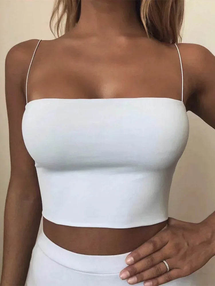Women’s Summer Crop Tank Top — Sleeveless Elastic Cotton Camisole