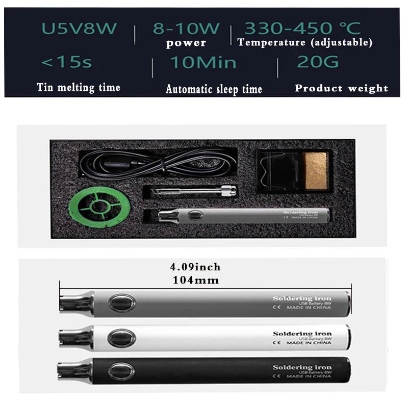 Portable 5V Micro USB Wireless Soldering Iron Pen, Battery-Operated Electric Welding Tool