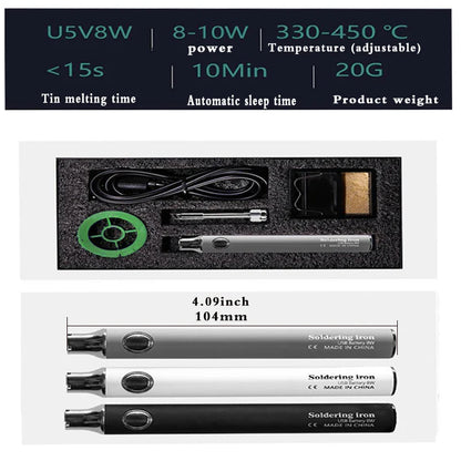 Portable 5V Micro USB Wireless Soldering Iron Pen, Battery-Operated Electric Welding Tool