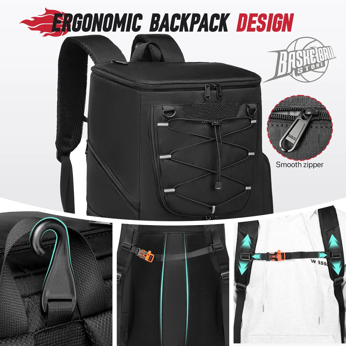 Basketball Sports Backpack - Multi-Sport Storage Bag with Separate Shoe Compartment for Training and Outdoor Use