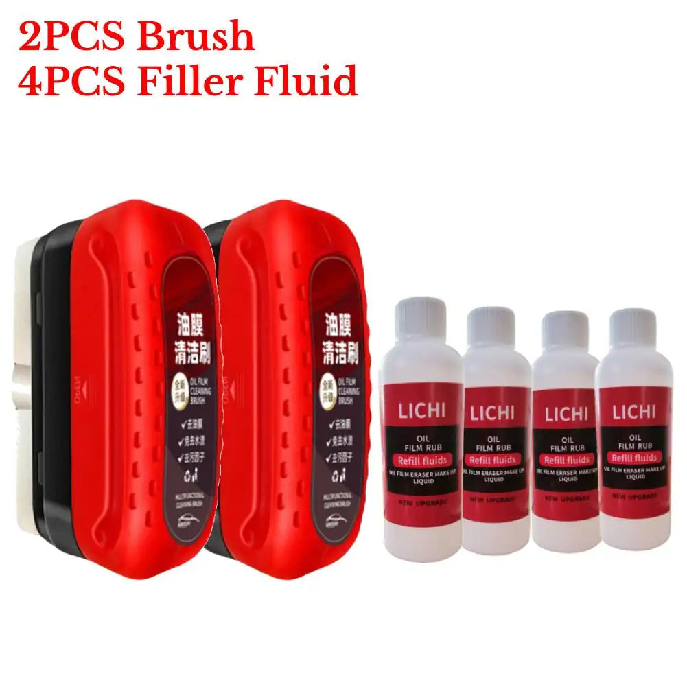 Car Glass Oil Film Remover – Powerful Windshield Cleaner with Sponge Brush for Water Spot & Stain Removal Auto Detailing