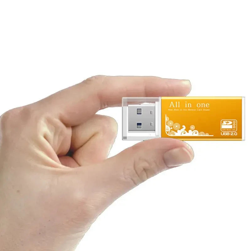 4 Port USB 2.0 Card Reader - Multi-Format Memory Card Adapter for SD, TF, MS, M2, Compatible with Laptops and Desktop PCs
