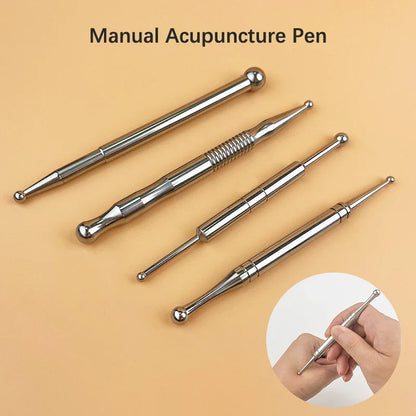 Manual Acupuncture Pen with Terahertz Energy Stone | Trigger Point Massager Stick for Face & Body Relaxation