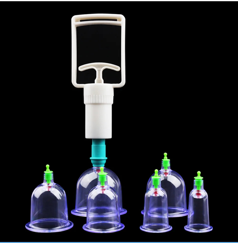 6PCS Vacuum Cupping Set with Pumping Gun – Suction Cups for Back Massage, Body Detox & Anti-Cellulite Therapy
