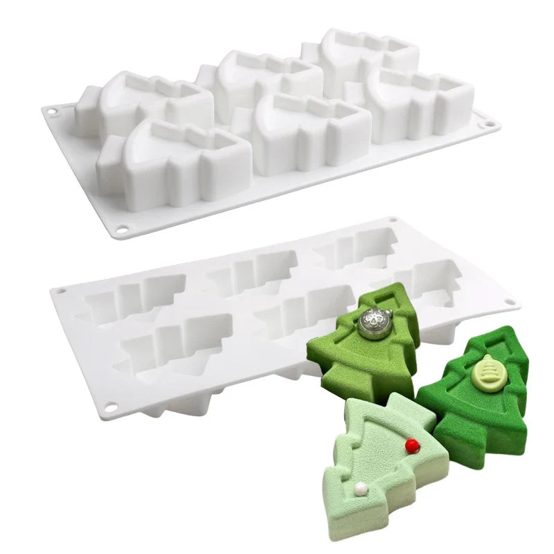 Christmas Silicone Cake Molds — Tree, Snowflake & Hat Shapes for Mousse, Chocolate & Holiday Baking
