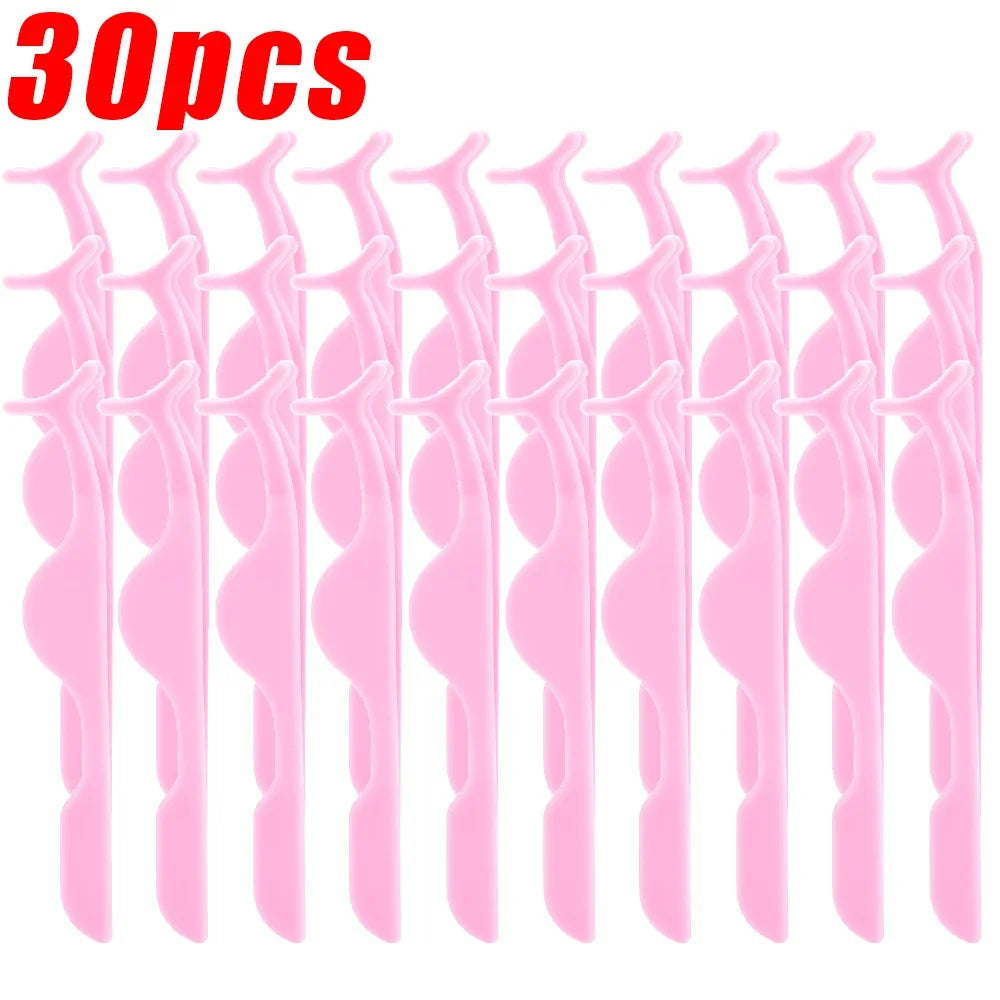 False Eyelash Applicator Tweezer Tool – Professional Plastic Lash Curler & Clip Makeup Accessory (1/30PCS)