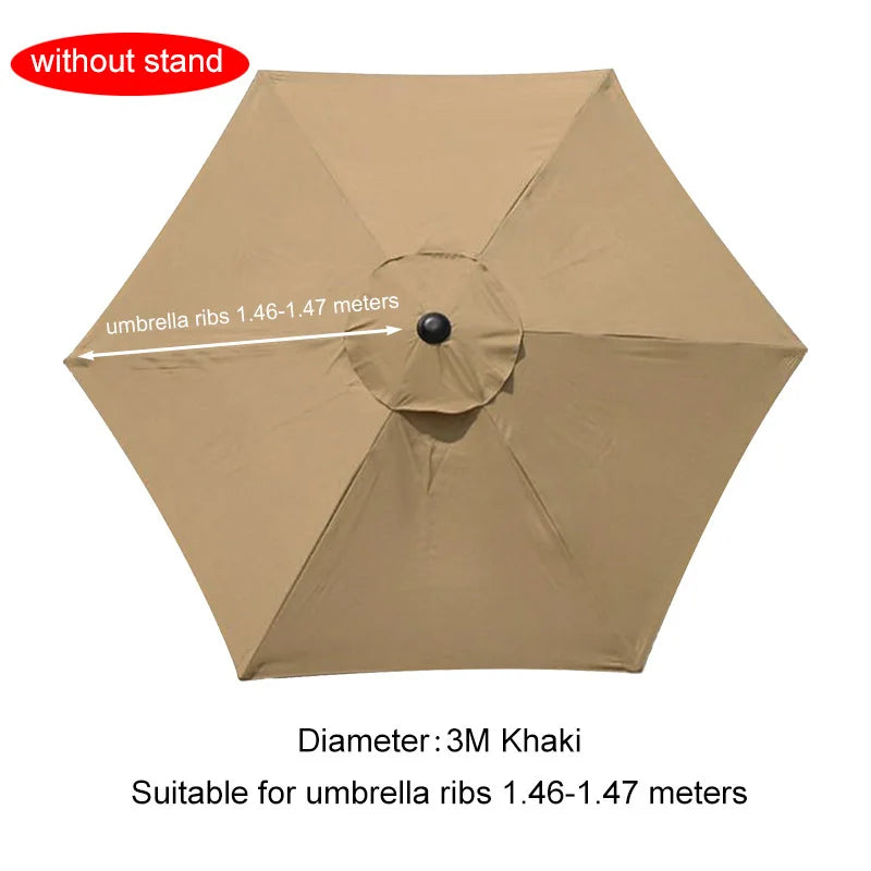 Umbrella Replacement Canopy 6/8 Ribs – Waterproof Patio Parasol Cover for 7.5/9/10ft Outdoor Beach & Garden (No Stand)