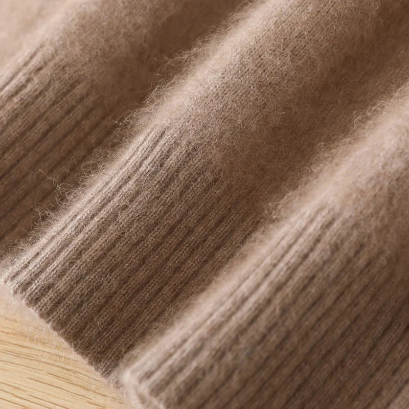 Men’s 100% Pure Mink Cashmere Sweater – V-Neck Knit Pullover, Long Sleeve Winter Jumper, Large Size High-End Top
