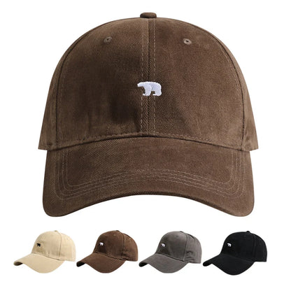 Spring Summer Polar Bear Embroidery Baseball Cap – Unisex Cotton Snapback Sun Hat