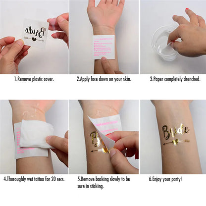 10pcs Hen Party Temporary Tattoo Set - Team Bride Stickers for Waterproof Wedding Decor