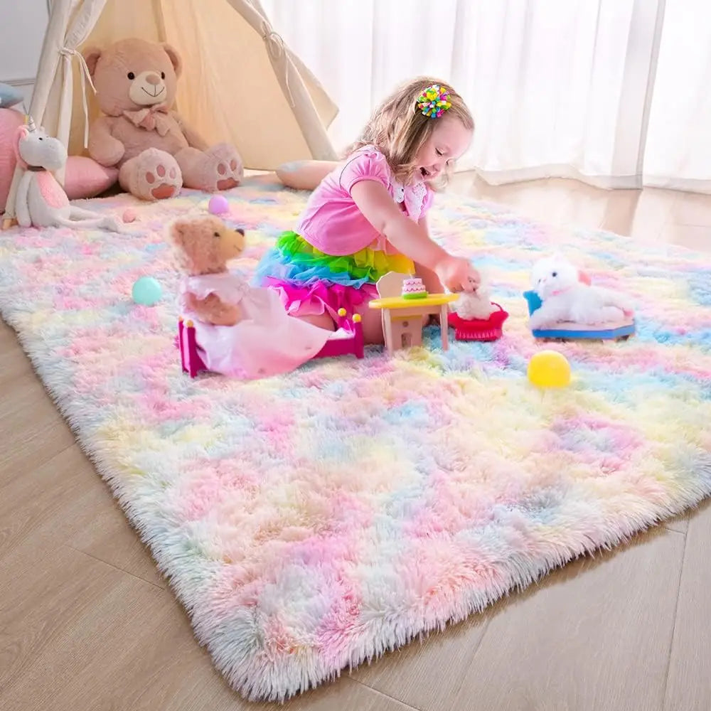 Plush Fluffy Area Rug – Soft Modern Carpet for Living Room, Sofa, Kids Bedroom, Playroom, Perfect Christmas Gift
