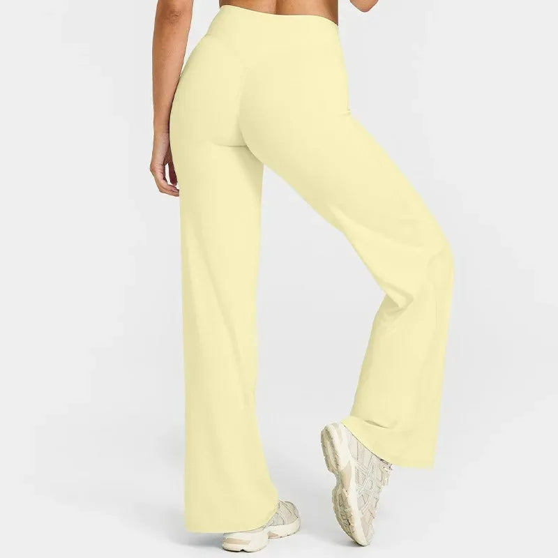 Women’s Ultra Soft Butter Yoga Pants – Mid Waist Straight Leg Sports Trousers for Gym, Pilates & Running