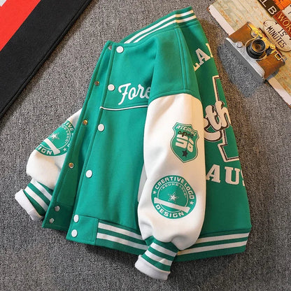Autumn Baseball Jacket for Teens - Quilted Cotton Bomber Coat for Boys & Girls, Kids Jacket for Fall