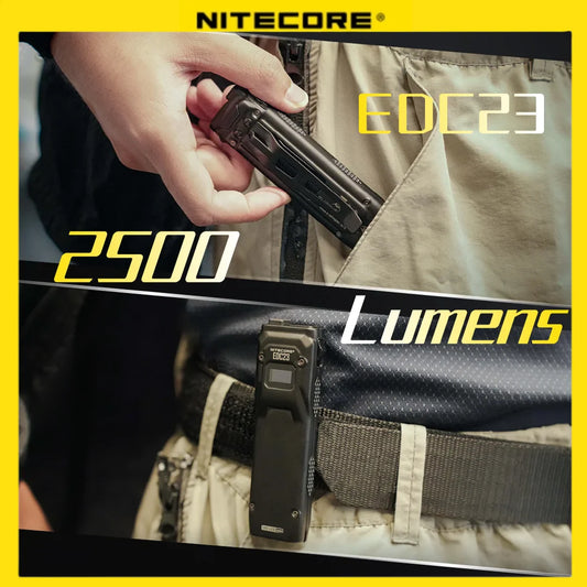 NITECORE EDC23 Tactical Flashlight – 2500LM Portable Emergency Work Light for Camping, Climbing & Outdoor Search