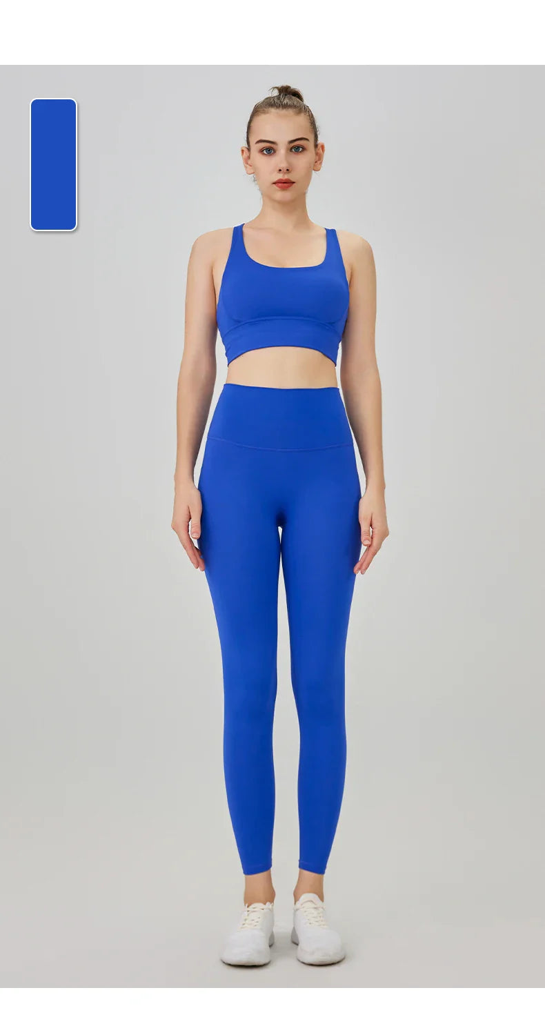 2-Piece Women’s Yoga Tracksuit – Pilates Fitness Set with Push-Up Sports Bra & Leggings for Gym Workout
