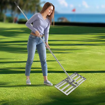 Professional Adjustable Lawn Rake – 50-180cm Handle, 180° Rotating Soil & Grass Leveling Tool for Perfect Turf 🌿