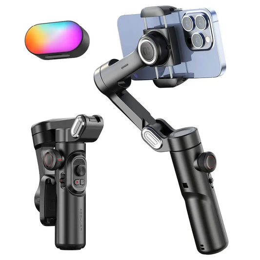 AOCHUAN 3-Axis Handheld Gimbal — Smartphone Stabilizer with Fill Light for iPhone & Android