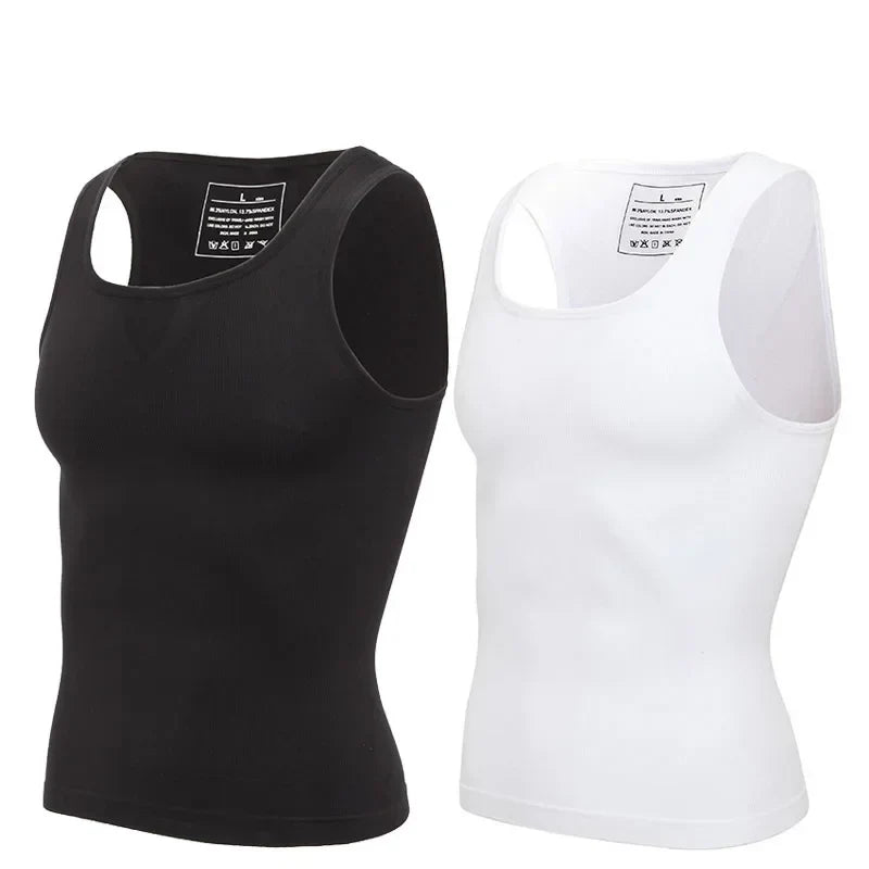 Men’s Slimming Body Shaper Compression Shirt – Abdomen & Abs Shapewear Tank Top to Hide Gynecomastia Moobs for Workout & Daily Wear