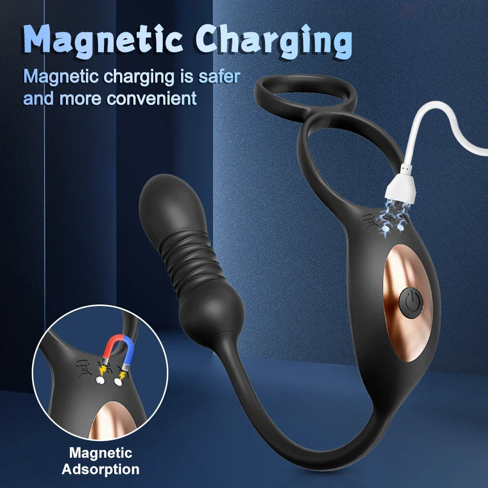 App-Controlled Male Penis Ring – Telescopic Anal Vibrator & Prostate Massager, Cock Ring Adult Sex Toy for Men