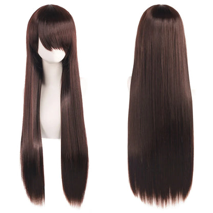 80cm Long Cosplay Wig - Synthetic Straight Hair with Bangs for Lolita Anime Costume Party Styling