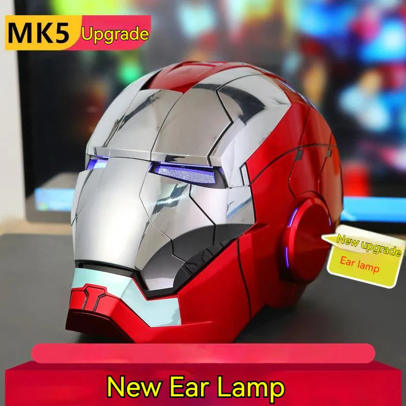 1:1 Iron Man Helmet Mk5 to Mk50 – Avengers War Machine Cosplay with Electric Open/Close, English Voice & Remote Control, Christmas Gift Toy