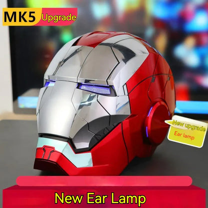 1:1 Iron Man Helmet Mk5 to Mk50 – Avengers War Machine Cosplay with Electric Open/Close, English Voice & Remote Control, Christmas Gift Toy