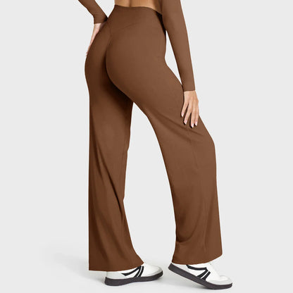 Women’s Ultra Soft Butter Yoga Pants – Mid Waist Straight Leg Sports Trousers for Gym, Pilates & Running