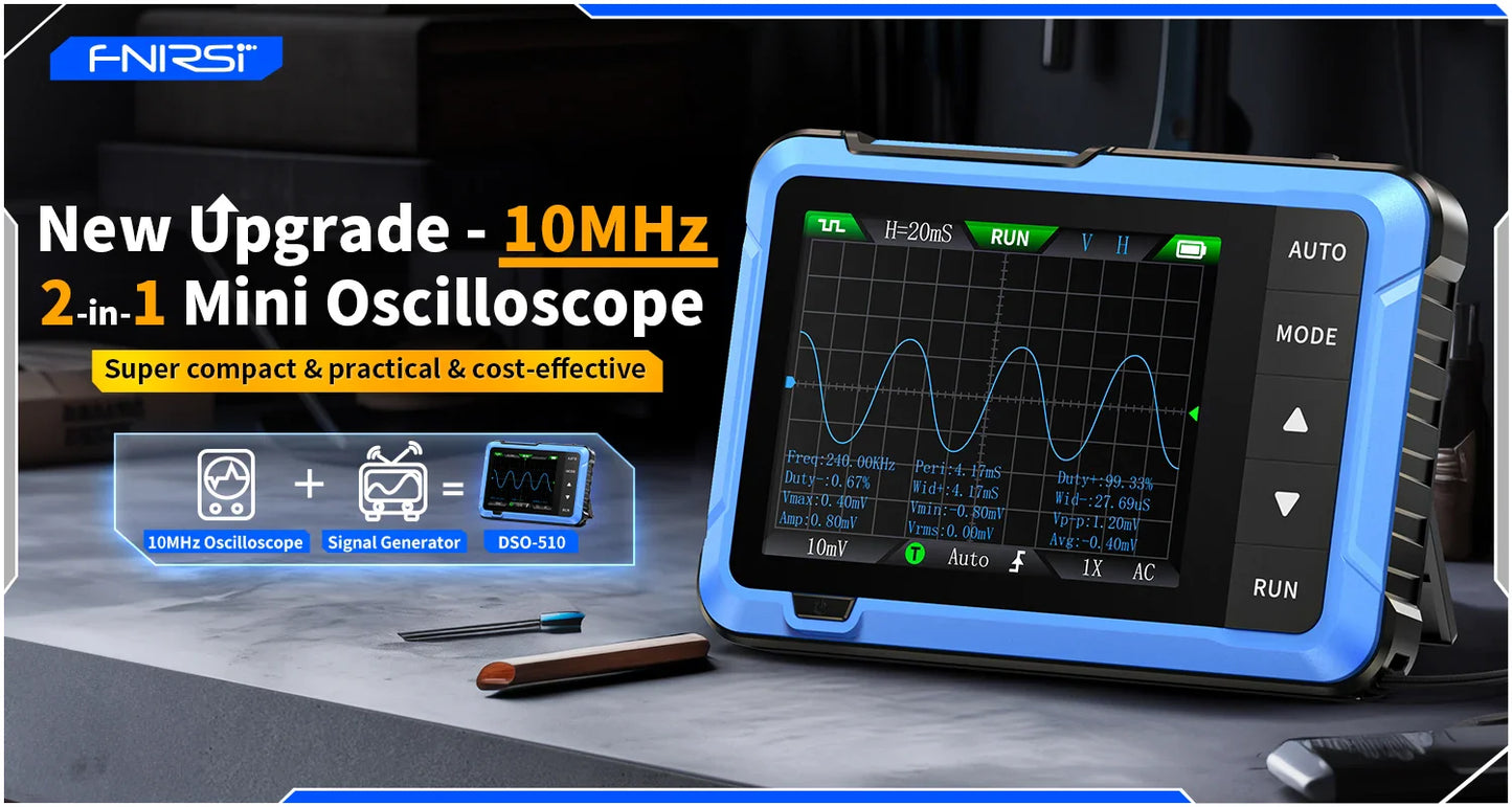FNIRSI DSO510 DSO152 DSO153 Mini Handheld Digital Oscilloscope | 2-in-1, 48MS/s, 10MHz Bandwidth for Electronic Repair