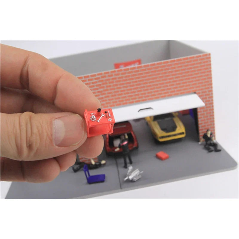 RM 1:64 Automotive Repairman & Tools Micro Mini Figure Model — Diecast Scene Collectible