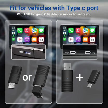 Ottomotion MINI Wireless CarPlay Adapter for iPhone - USB Connection, Compatible with Hyundai, VW, Mazda, Toyota, Kia, Ford, Chery