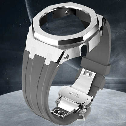 Gen4 Mod Kit for Casioak GA2100/2110 – Metal Bezel, Rubber Watch Case & Stainless Steel Strap
