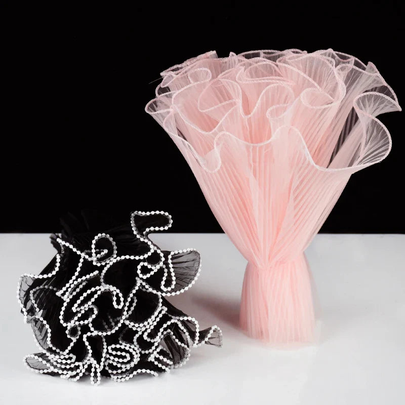 Tulip & Rose Pearl Mesh Tulle Roll — Flower Bouquet, Bobo Balloon, Birthday, Wedding & Anniversary Gift Wrapping