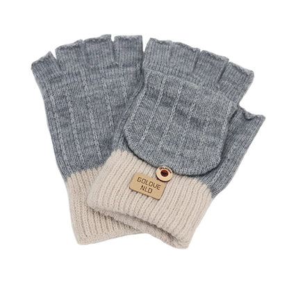 Women’s Fingerless Winter Gloves - Warm Unisex Gloves with Finger Cover for Students