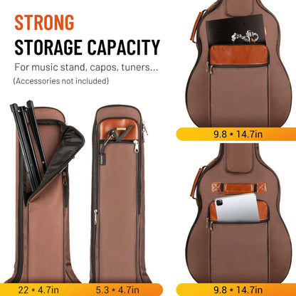 Miwayer 41 Inch Acoustic Guitar Bag – Waterproof Oxford Nylon, Thick Padded Gig Case with Double Shoulder Straps Backpack Style