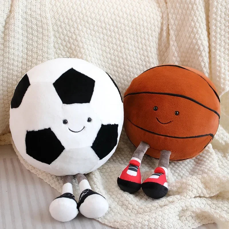 CM Sports Plush Toy — Football & Basketball Dolls, Creative Pillow & Interactive Pet Ball for Dogs & Cats