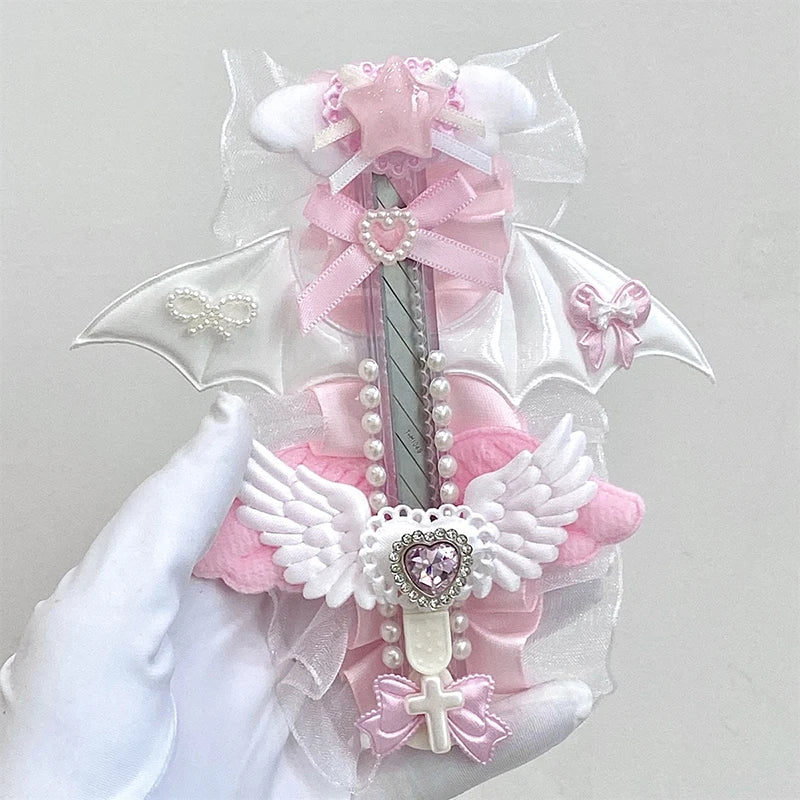 Sweet Pink Korean Y2K Heart Bow Utility Knife – Cute Portable Box Cutter for Students & Scrapbooking