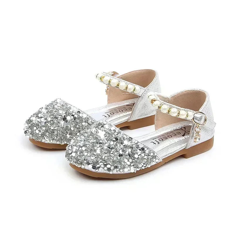 Girls Sequined Leather Shoes - Fashion Princess Sandals for Baby Girls, Size 21–35