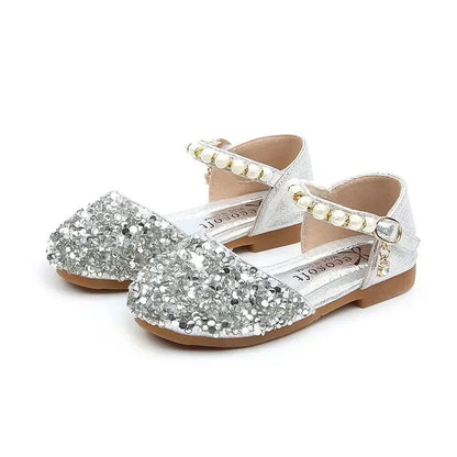Girls Sequined Leather Shoes - Fashion Princess Sandals for Baby Girls, Size 21–35