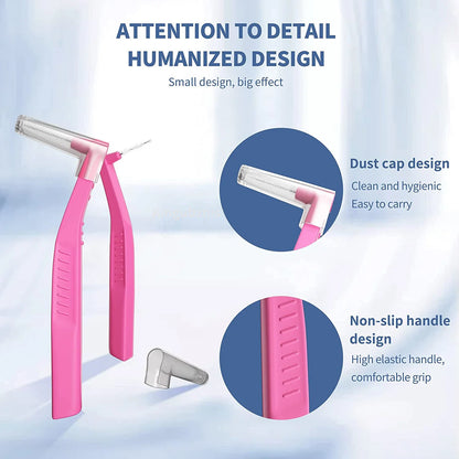 Kingubznis Interdental Brush Set - Stainless Steel Orthodontic Dental Floss Brushes with Angled Short Handle