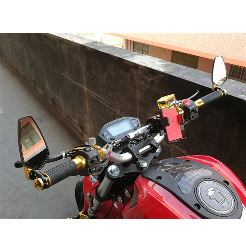 1 Pair 7/8" (22mm) Aluminum Bar End Rearview Mirrors – Universal Handlebar Side Mirrors for Motorcycles & Bikes