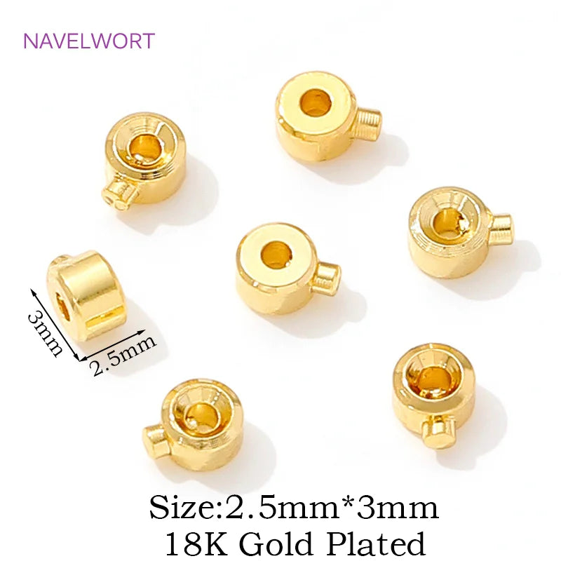 18K Gold Plated Round Crimp Beads — Brass Jewelry Making Supplies for DIY Bracelets & Accessories