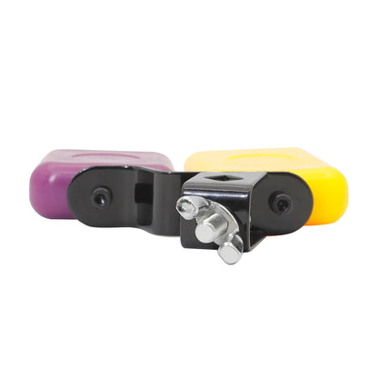Double Sambago Bell: Latin Music Cowbell with High and Low Sound - Yellow Purple Knocker Drum Percussion Instrument Accessories