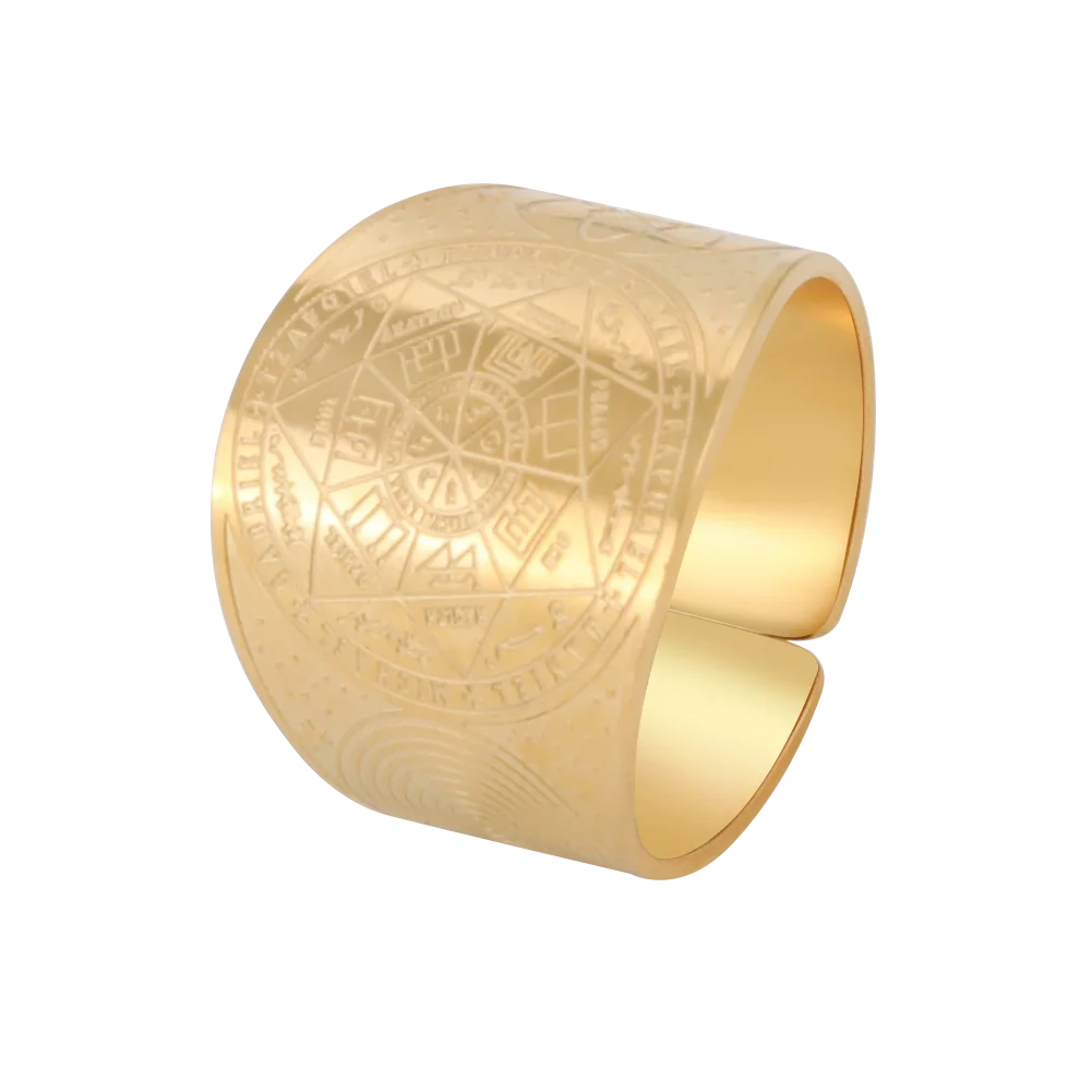 Dawapara 7 Archangels Protection Ring – Metatron Cube, Lilith Symbol, King Solomon Secrets Vintage Amulet Jewelry