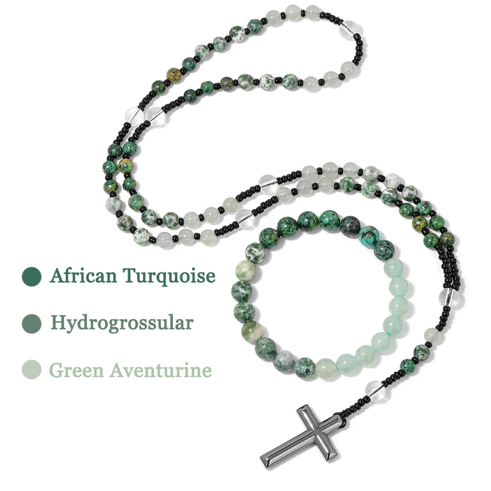 6mm Tiger Eye Rosary Beads Necklace – Catholic Jesus & Virgin Mary Pendant Long Knotted Chain Religious Jewelry for Men & Women