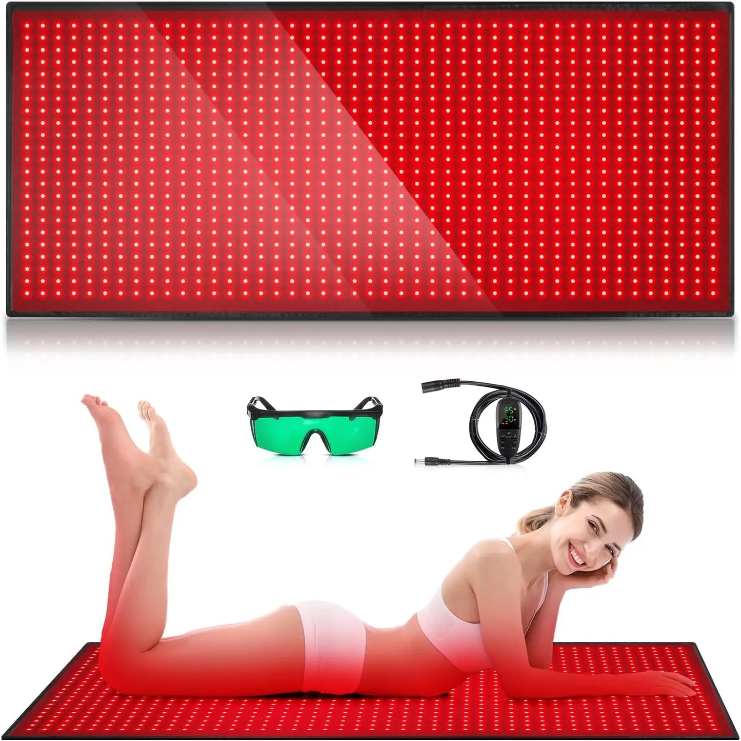 1280 LED Red Infrared Light Therapy Mat – 71"x31" Full Body Pad for Pain Relief, 660nm & 850nm Red Light Therapy Blanket