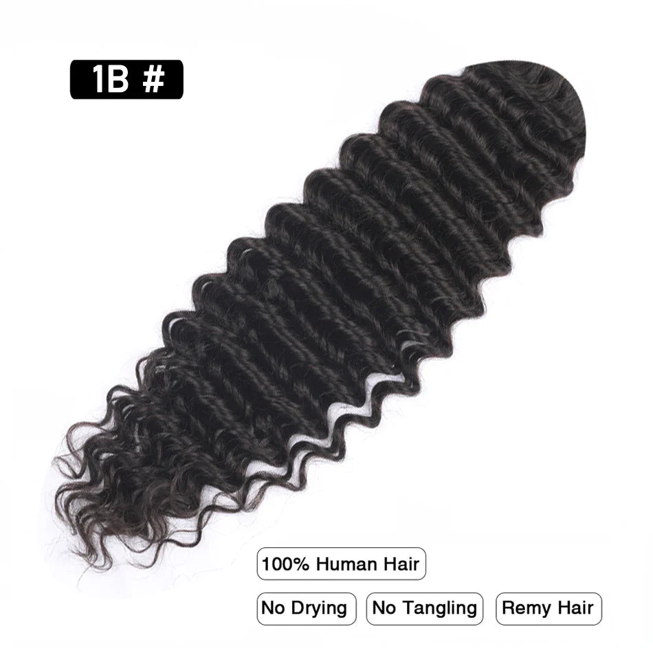 Pre-Colored Brazilian Deep Wave Bulk Human Hair - No Weft, Remy Hair Extensions, 14-28 Inch for Crochet Braids